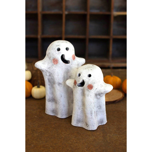 Kalalou set of two tabletop clay ghost lanterns - H4265 - H4265 - Kalalou - $51.95
