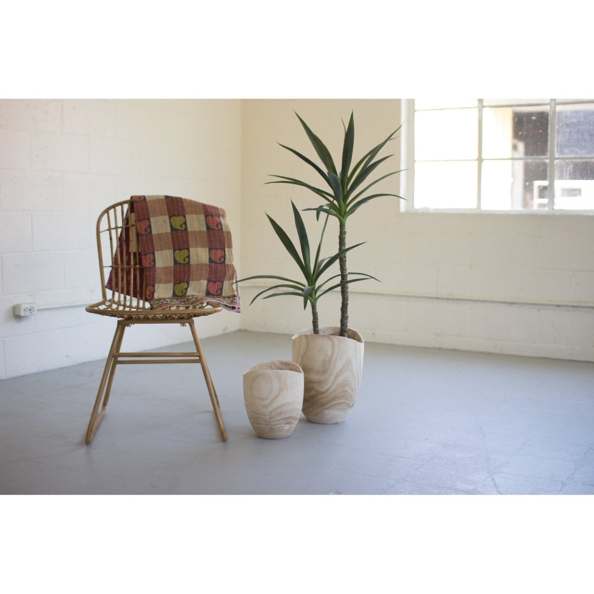 Kalalou - SET OF TWO TALL HAND-CARVED WOODEN URNS - CFAN1001 - CFAN1001 - Kalalou - $157.95