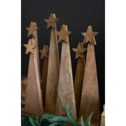 Kalalou seven wooden christmas tree on a base - NGLC1035 - NGLC1035 - Kalalou - $47.95