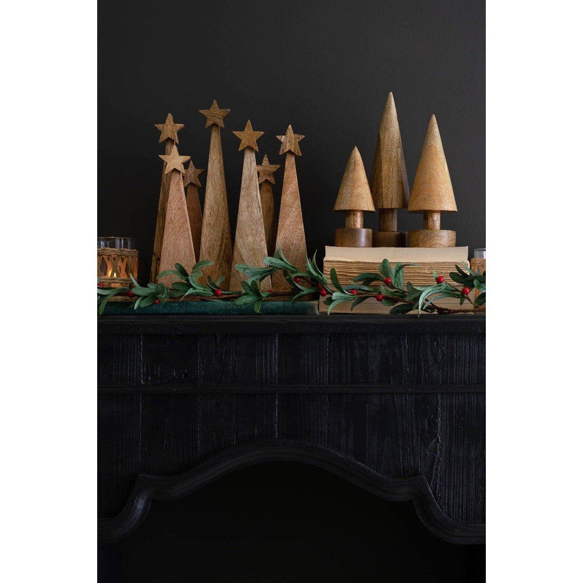 Kalalou seven wooden christmas tree on a base - NGLC1035 - NGLC1035 - Kalalou - $47.95