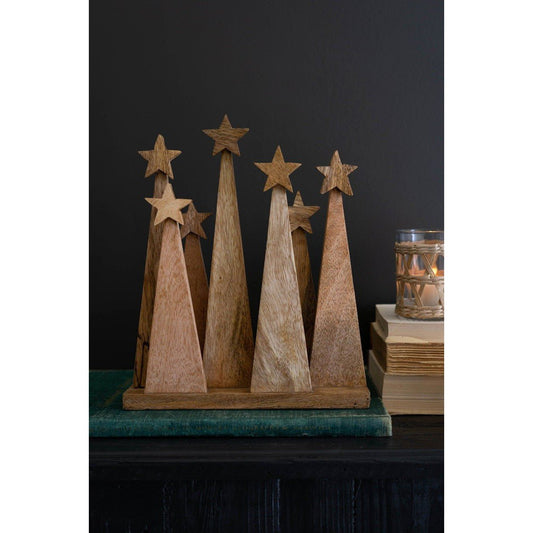 Kalalou seven wooden christmas tree on a base - NGLC1035 - NGLC1035 - Kalalou - $47.95