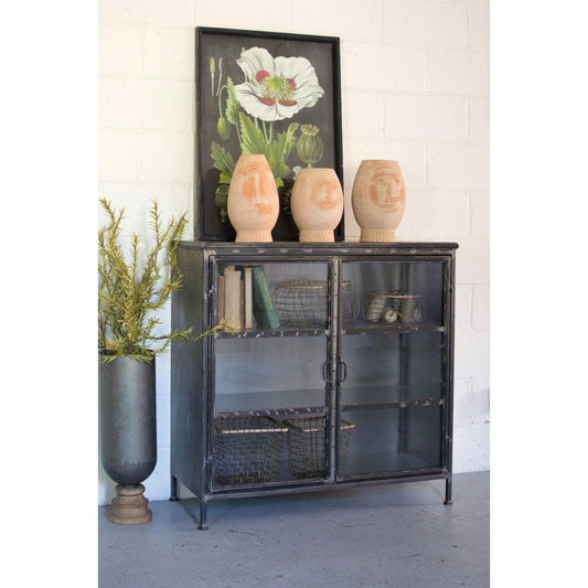Kalalou - Short Iron And Glass Apothecary Cabinet - CLL1279 - Kalalou - $1197.95