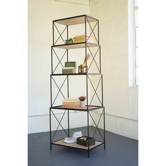 Kalalou - Stackable Four Tiered Metal And Wood Shelving Unit - CHW1201 - Kalalou - $377.95