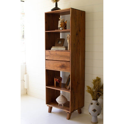 Kalalou - Tall Acacia Wood Cabinet With Two Drawers - NRG1013 - Kalalou - $797.95