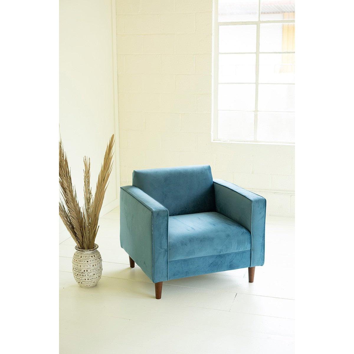Kalalou - Velvet Club Chair - Steel Blue - MD1010 - Kalalou - $989.95