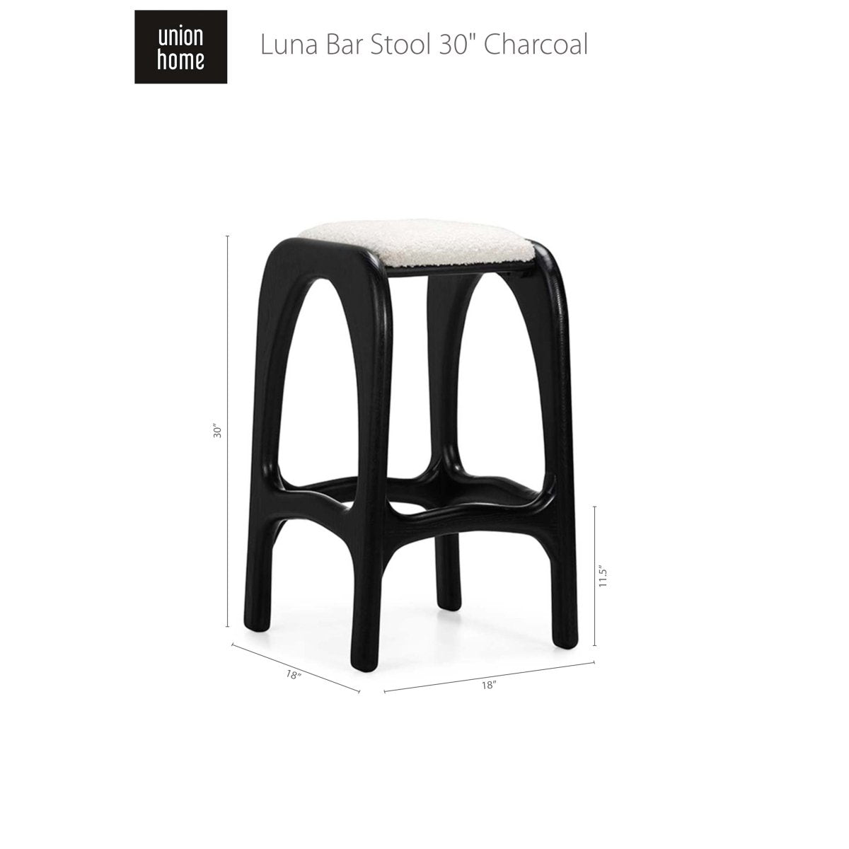 Luna Bar Stool 30" - Charcoal - Union Home - DIN00285 - Union Home Furniture - $646.00