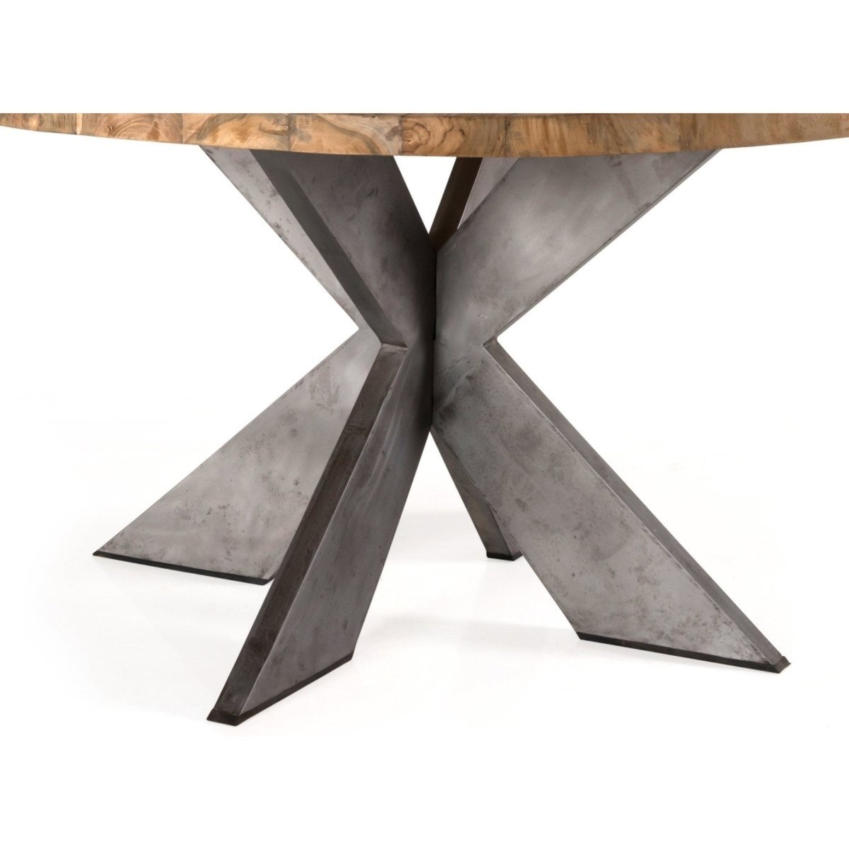 Padmas Plantation Emily Industrial Round Recycled Teak Wood Dining Table - 59", Natrual - EME13-59 - Padmas Plantation - $2020.00