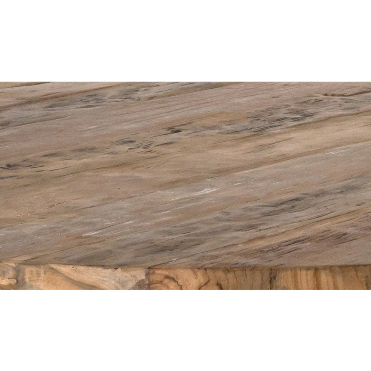 Padmas Plantation Emily Industrial Round Recycled Teak Wood Dining Table - 59", Natrual - EME13-59 - Padmas Plantation - $2020.00