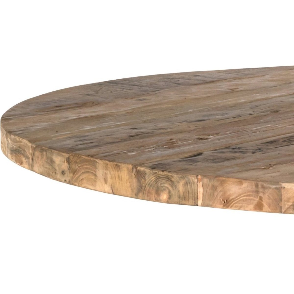 Padmas Plantation Emily Industrial Round Recycled Teak Wood Dining Table - 59", Natrual - EME13-59 - Padmas Plantation - $2020.00