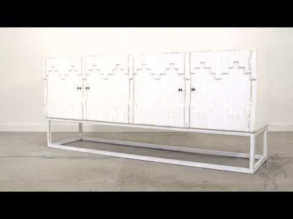 Sarreid - Aztec Sideboard On Stand  Whitewash - White - Eclectic