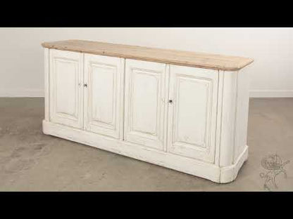 Sarreid - Antique Whitewash Sideboard  4 Door - White - Country
