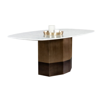 Sunpan Ainsley Modern Rectangle Dining Table, 78" Marble, White, Seats 6 - 108041 - Sunpan - $4598.00