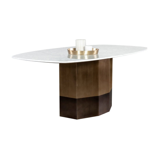 Sunpan Ainsley Modern Rectangle Dining Table, 78" Marble, White, Seats 6 - 108041 - Sunpan - $4598.00