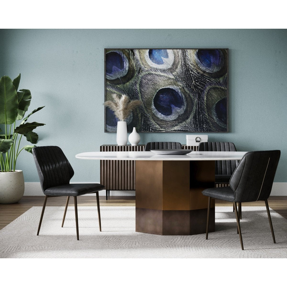 Sunpan Ainsley Modern Rectangle Dining Table, 78" Marble, White, Seats 6 - 108041 - Sunpan - $4598.00