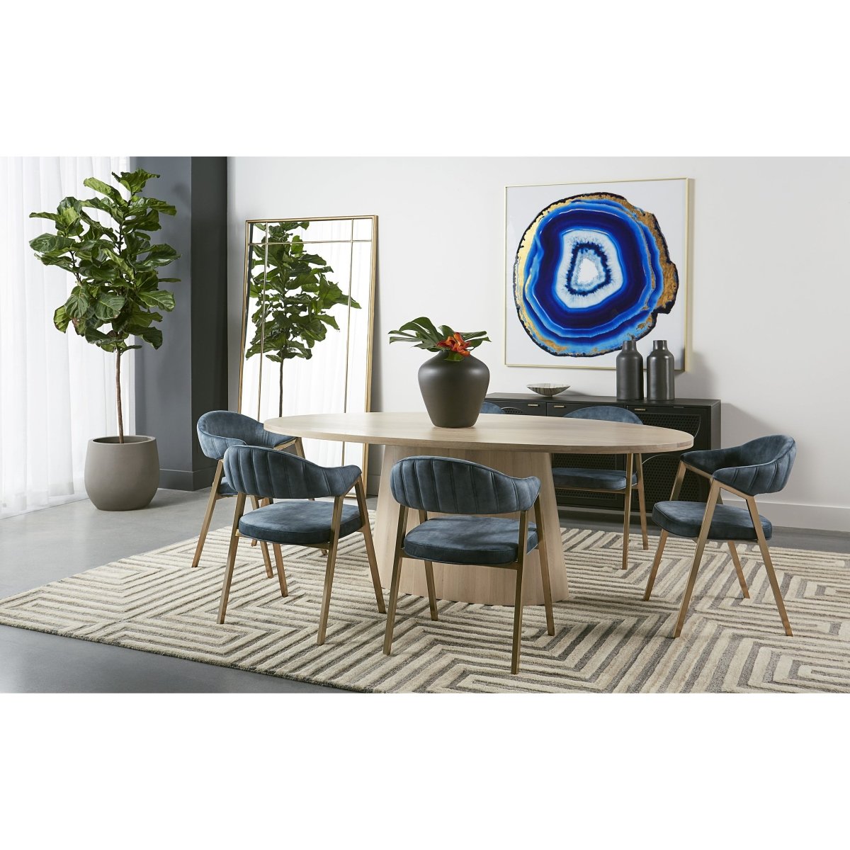 Sunpan Althea Oval Contemporary Dining Table, Light Oak, 84", Seats 6 - 109615 - Sunpan - $4398.00