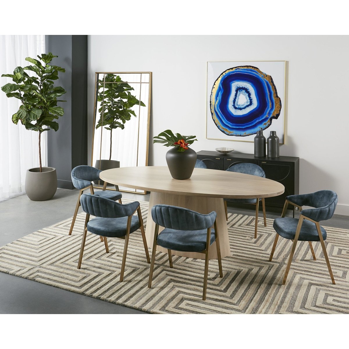 Sunpan Althea Oval Contemporary Dining Table, Light Oak, 84", Seats 6 - 109615 - Sunpan - $4398.00