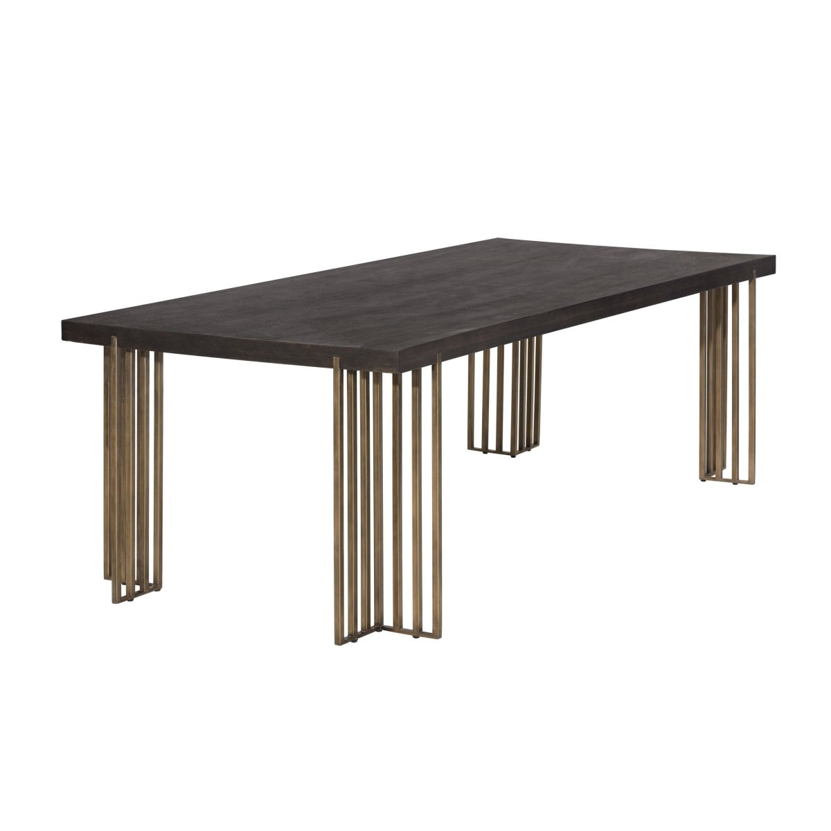 Sunpan Alto Classic Rectangle Dining Table 94", Oak Wood, Brown, Brass, Seats 8 - 102947 - Sunpan - $3398.00