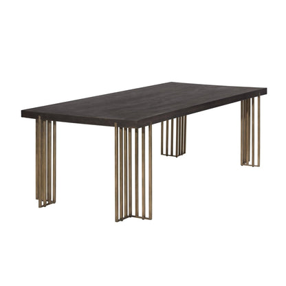 Sunpan Alto Classic Rectangle Dining Table 94", Oak Wood, Brown, Brass, Seats 8 - 102947 - Sunpan - $3398.00