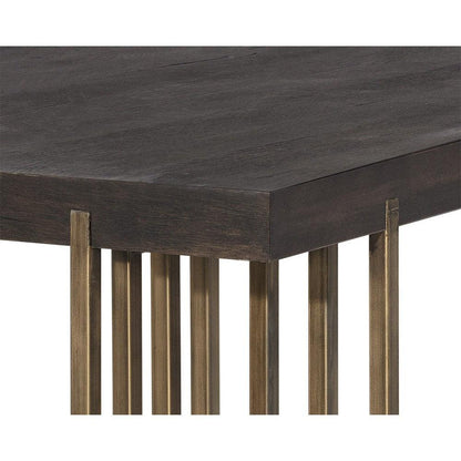 Sunpan Alto Classic Rectangle Dining Table 94", Oak Wood, Brown, Brass, Seats 8 - 102947 - Sunpan - $3398.00