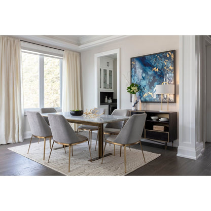 Sunpan Ambrosia Art Deco Rectangle Dining Table 79", Marble, White, Seats 6 - 102546 - Sunpan - $3998.00