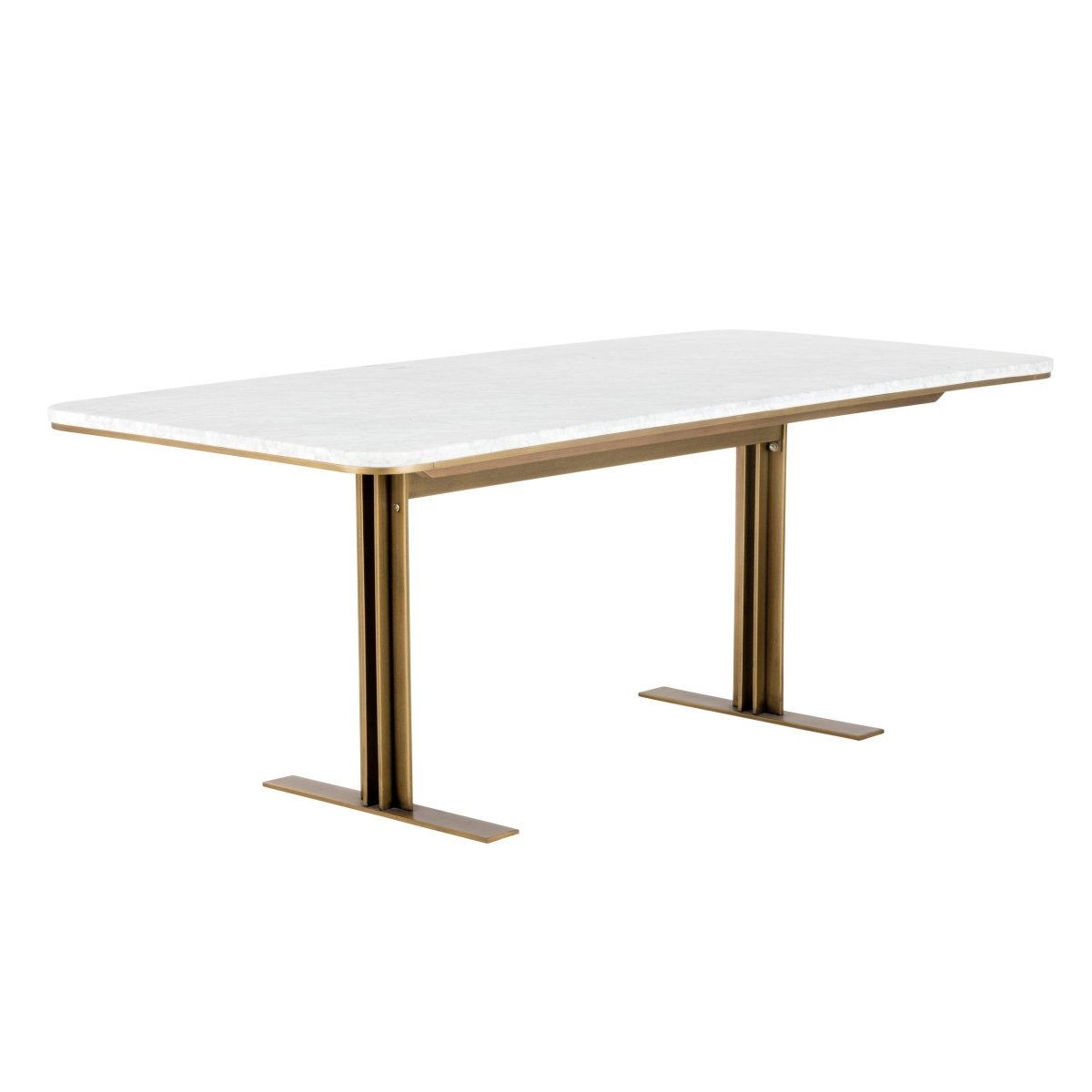 Sunpan Ambrosia Art Deco Rectangle Dining Table 79", Marble, White, Seats 6 - 102546 - Sunpan - $3998.00