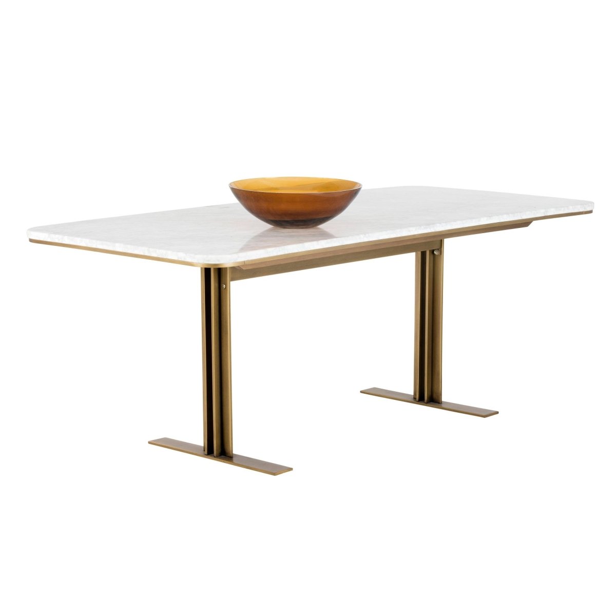 Sunpan Ambrosia Art Deco Rectangle Dining Table 79", Marble, White, Seats 6 - 102546 - Sunpan - $3998.00