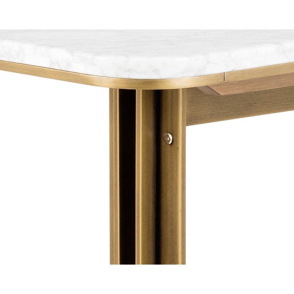 Sunpan Ambrosia Art Deco Rectangle Dining Table 79", Marble, White, Seats 6 - 102546 - Sunpan - $3998.00