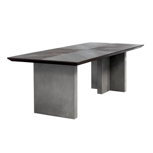 Sunpan Bane Rectangle Contemporary Dining Table 91", Brown, Grey, Concrete, Acacia, Seats 8 - 107438 - Sunpan - $1998.00