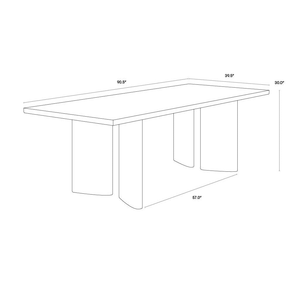 Sunpan Contemporary Giulietta Dining Table - Rectangular - Dark Brown - 90.5" - Solid Wood, Seats 6 - 107268 - Sunpan - $3398.00