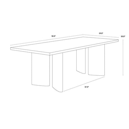 Sunpan Contemporary Giulietta Dining Table - Rectangular - Dark Brown - 90.5" - Solid Wood, Seats 6 - 107268 - Sunpan - $3398.00