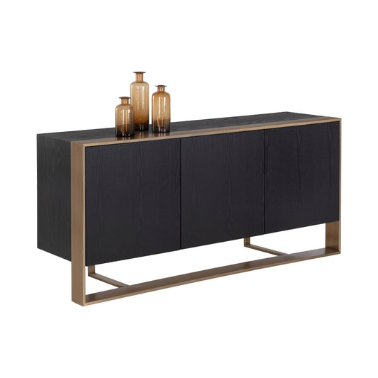 Sunpan Dalton Sideboard - Antique Brass - Black - 107056 - Sunpan - $3798.00