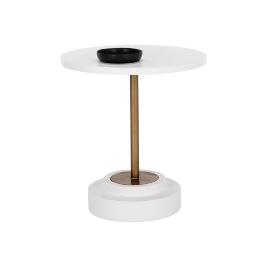 Sunpan Marlowe Bistro Table - Antique Brass - White - 27.5" - 108117 - Sunpan - $1118.00