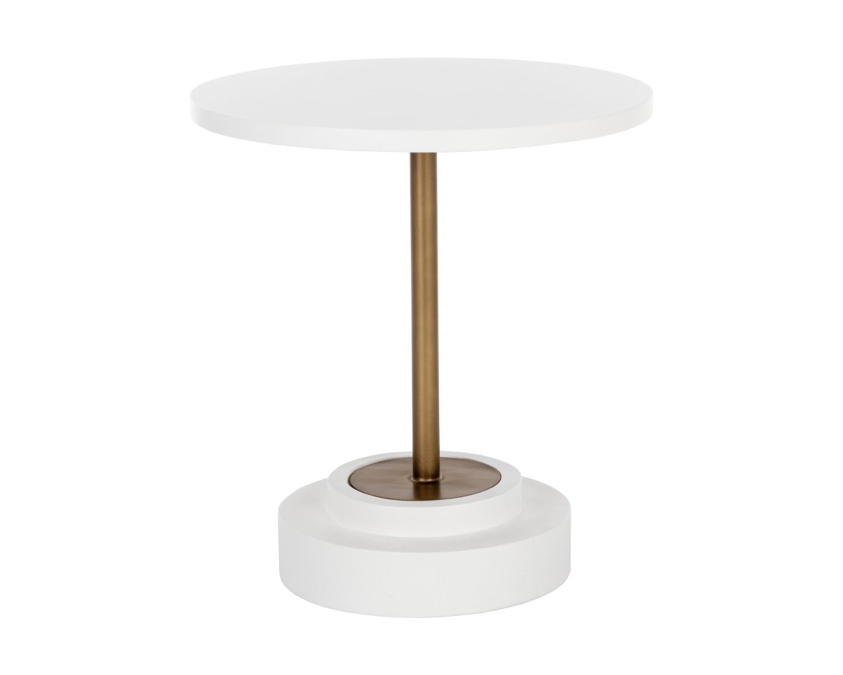Sunpan Marlowe Bistro Table - Antique Brass - White - 27.5" - 108117 - Sunpan - $1118.00