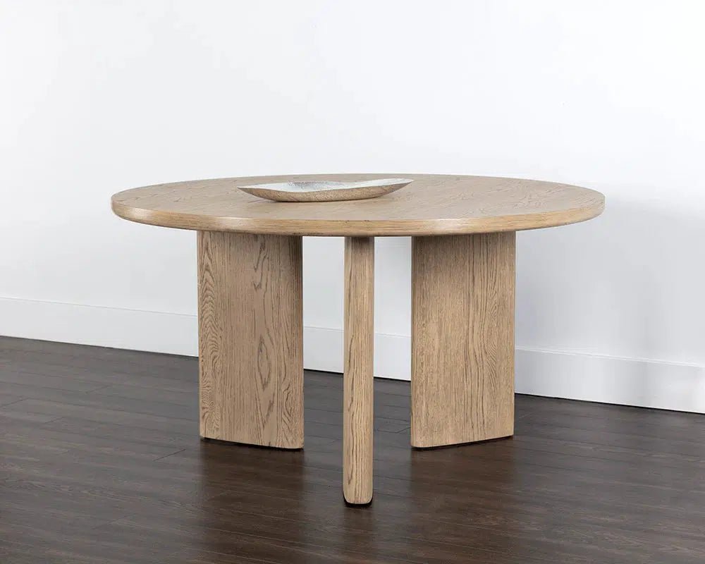 Sunpan Mid-Century Modern Giulietta Dining Table - Round - Weathered Oak - 55" - Seats 4 - 107273 - Sunpan - $3198.00