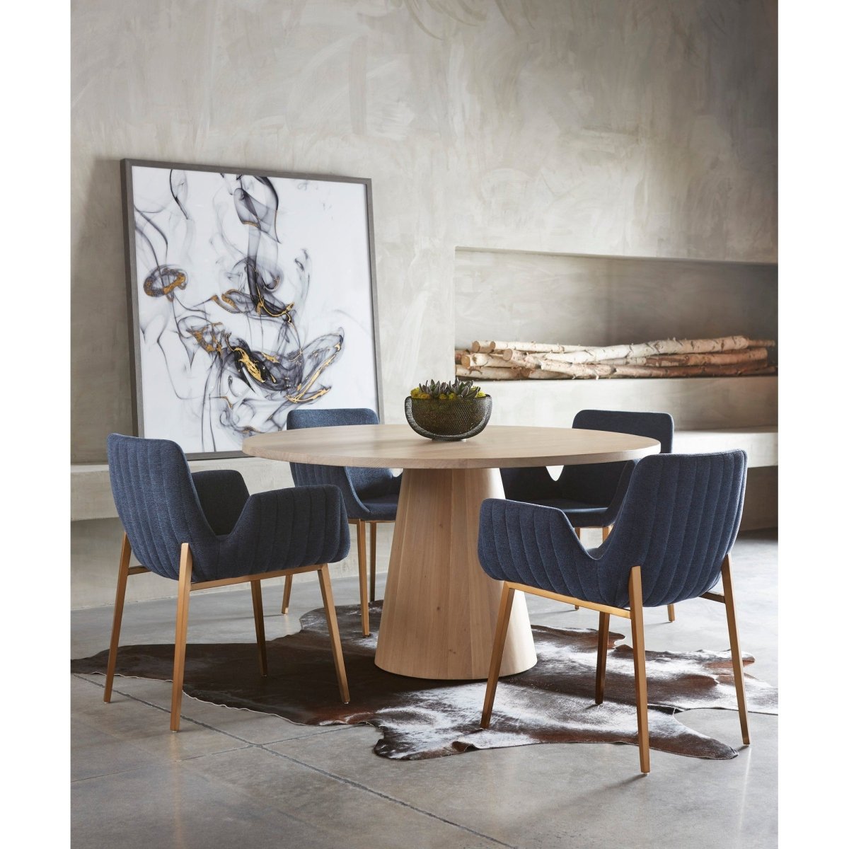 Sunpan Modern Elina Dining Table - Round - Light Oak - 54" - Seats 4 - 111022 - Sunpan - $3098.00