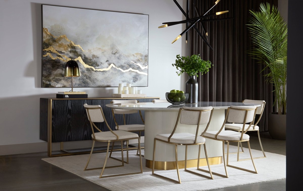 Sunpan Modern Paloma Dining Table - Oval - White Marble - 84" - Seats 8 - 110254 - Sunpan - $4998.00