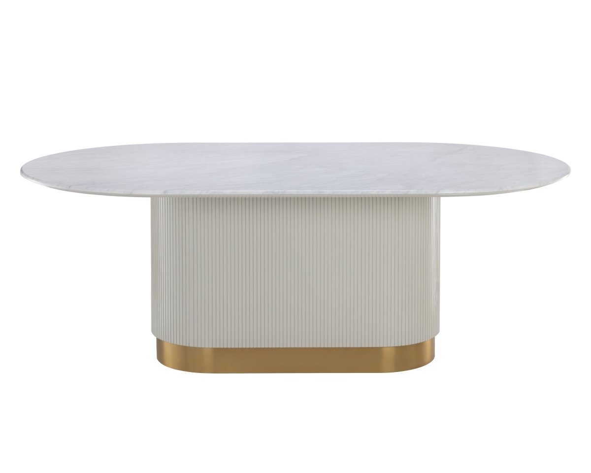 Sunpan Modern Paloma Dining Table - Oval - White Marble - 84" - Seats 8 - 110254 - Sunpan - $4998.00