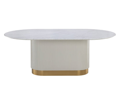 Sunpan Modern Paloma Dining Table - Oval - White Marble - 84" - Seats 8 - 110254 - Sunpan - $4998.00