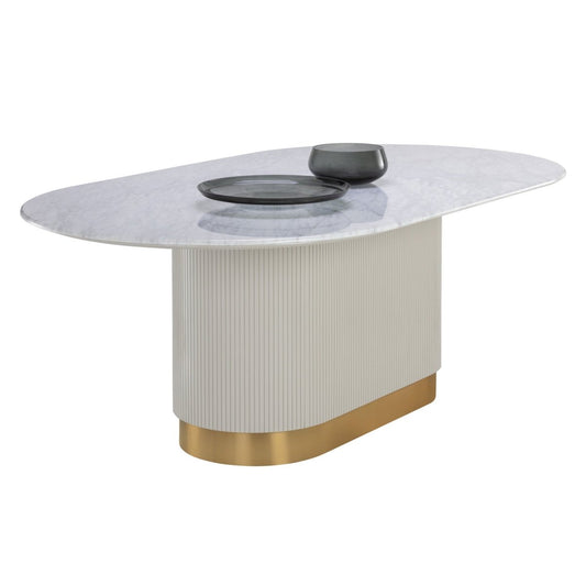 Sunpan Modern Paloma Dining Table - Oval - White Marble - 84" - Seats 8 - 110254 - Sunpan - $4998.00
