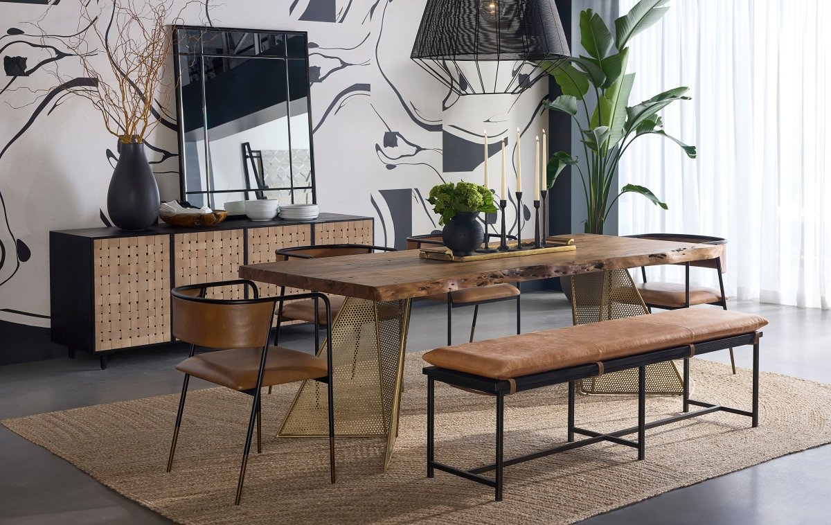 Sunpan Omari Sideboard - Large - Suede Light Tan Leather - 110770 - Sunpan - $3598.00