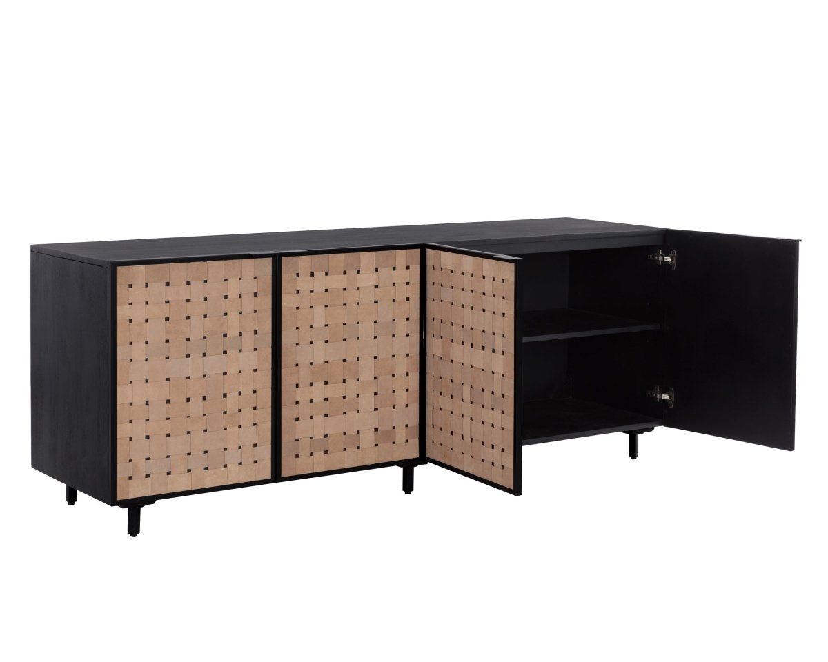 Sunpan Omari Sideboard - Large - Suede Light Tan Leather - 110770 - Sunpan - $3598.00