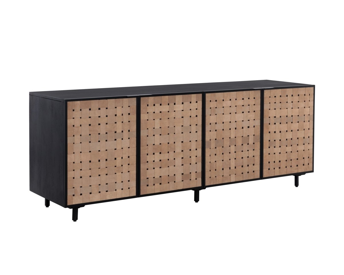 Sunpan Omari Sideboard - Large - Suede Light Tan Leather - 110770 - Sunpan - $3598.00