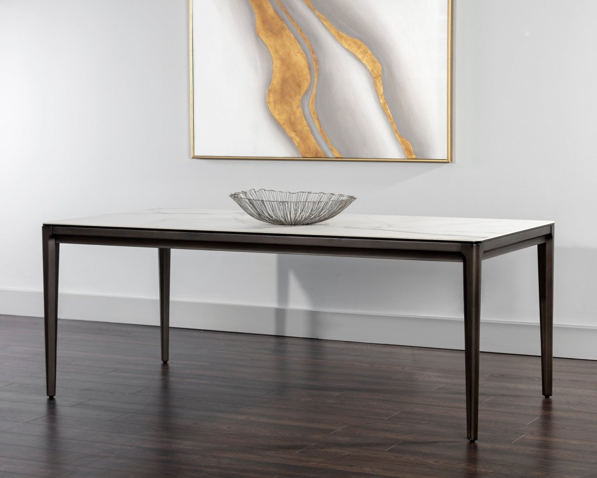 Sunpan Rectangle Ceramic Modern Queens Dining Table - 78.75" - Seats 6 - 105749 - Sunpan - $2598.00