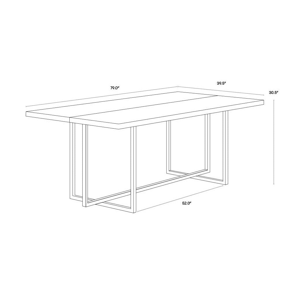 Sunpan Rectangle Classic Jade Dining Table - Antique Brass - Dark Mango - 79" - Seats 6 - 102928 - Sunpan - $1198.00