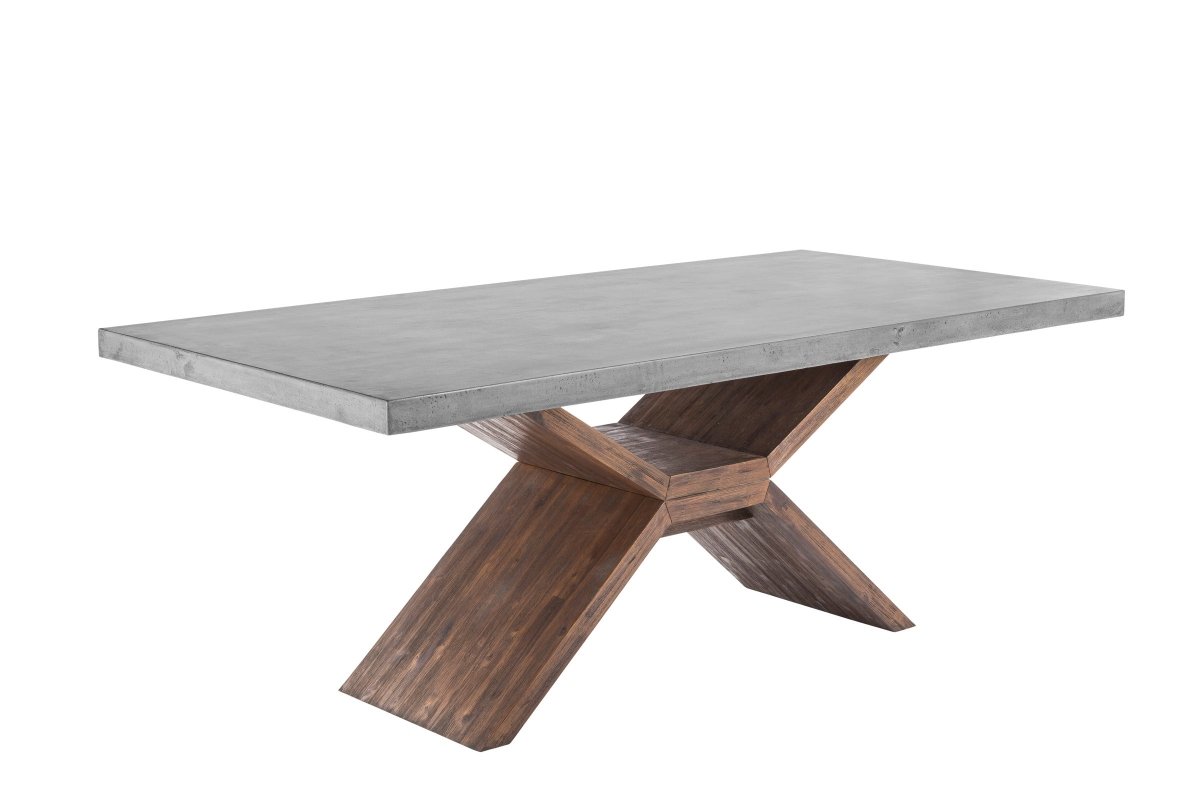 Sunpan Rectangle Concrete Top Vixen Dining Table - 79" - Global Traveler - Grey - Wood - Seats - 100783 - Sunpan - $3598.00