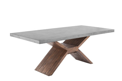 Sunpan Rectangle Concrete Top Vixen Dining Table - 79" - Global Traveler - Grey - Wood - Seats - 100783 - Sunpan - $3598.00