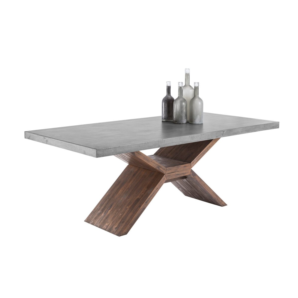 Sunpan Rectangle Concrete Top Vixen Dining Table - 79" - Global Traveler - Grey - Wood - Seats - 100783 - Sunpan - $3598.00