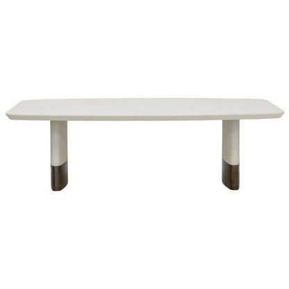 Sunpan Rectangle Contemporary Calida Dining Table - 98", White, Faux Leather, Seats 8 - 111381 - Sunpan - $3998.00