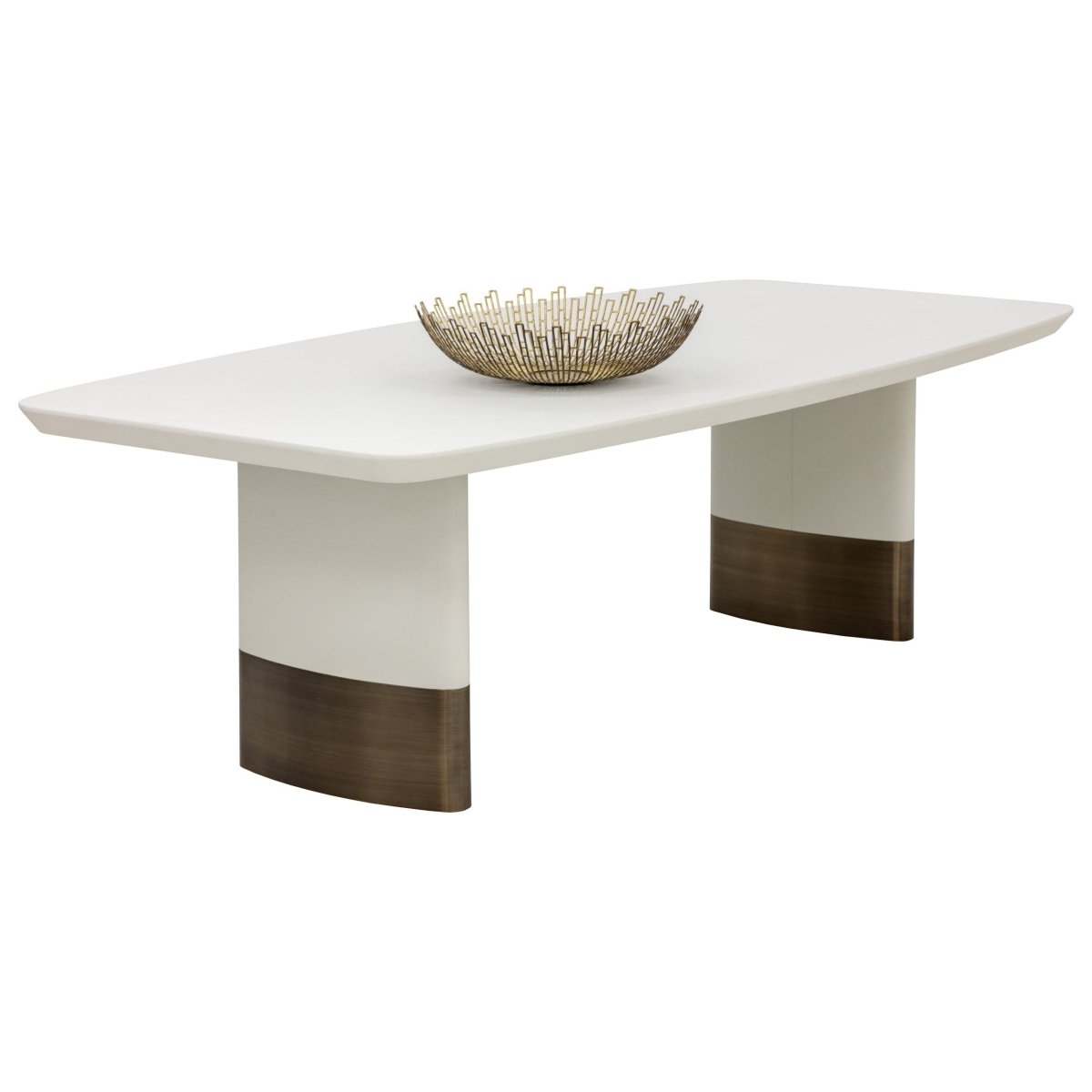 Sunpan Rectangle Contemporary Calida Dining Table - 98", White, Faux Leather, Seats 8 - 111381 - Sunpan - $3998.00