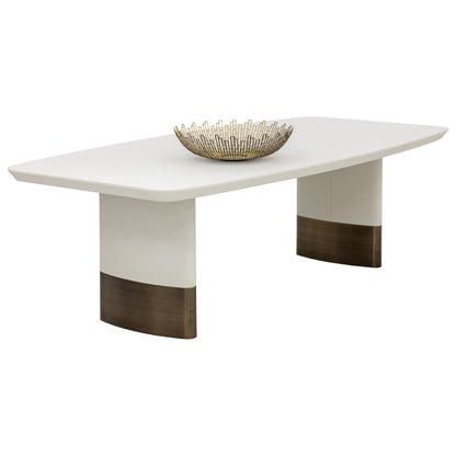Sunpan Rectangle Contemporary Calida Dining Table - 98", White, Faux Leather, Seats 8 - 111381 - Sunpan - $3998.00